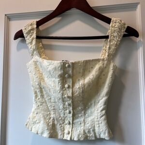 Princess Polly Lyncher Top yellow size 0 corset cropped square neckline